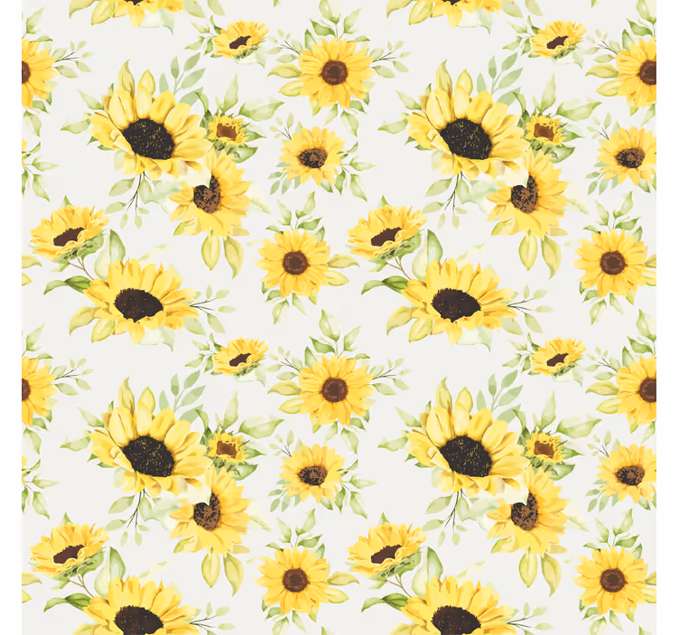 Tapete muster wunderschönes nahtloses sonnenblumen-aquarell - TenStickers