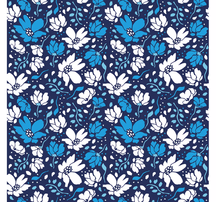 Tapete muster weiße gänseblümchen auf blauem hintergrund - TenStickers