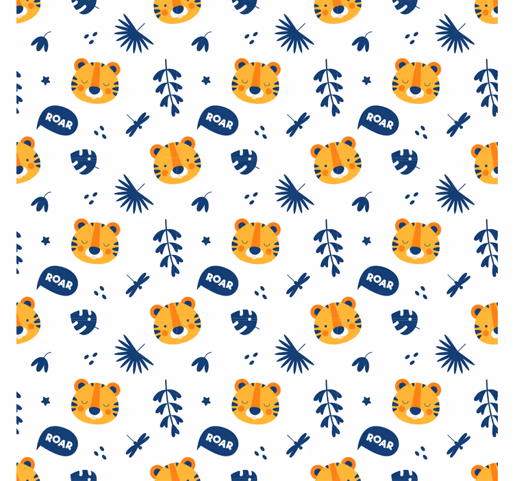 Tapete tiere mit tigerkopf und libellenmuster - TenStickers