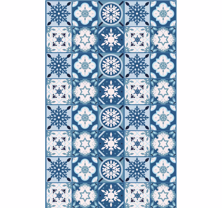 Tapete weihnachten blaue schneeflockenfliesen - TenStickers