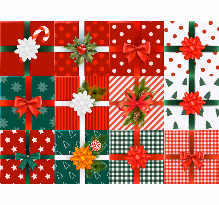 Tapete weihnachten mit festlichen geschenkmustern - TenStickers