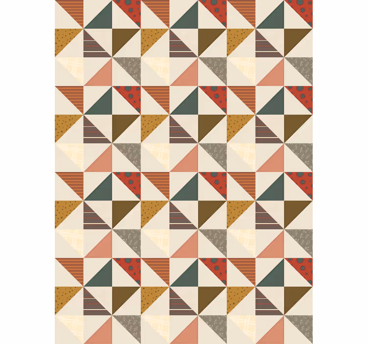 Tapete esszimmer mit geometrischem patchwork-dreieckmuster - TenStickers