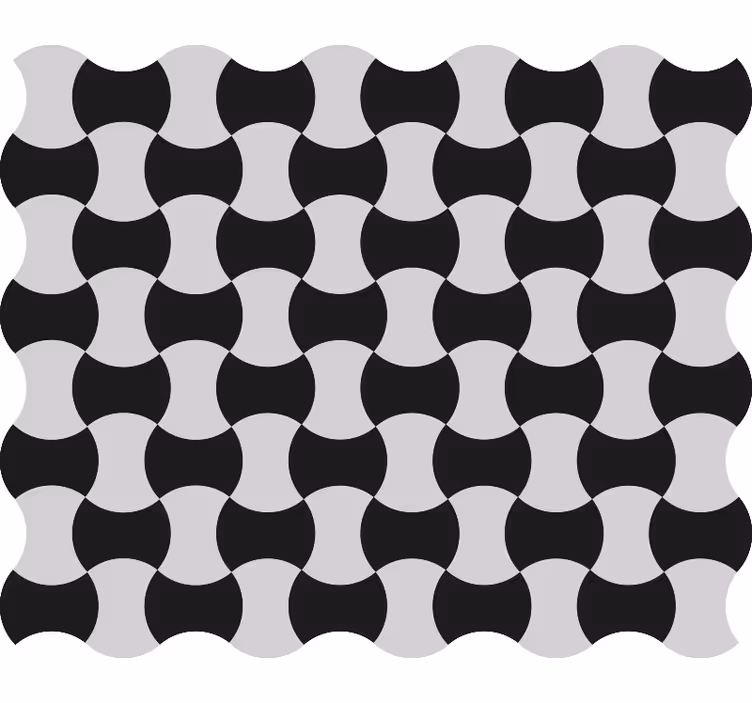 Tapete geometrisch schwarz weiß kurven - TenStickers