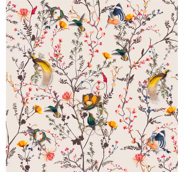 Fototapete wald mit naturalistischem blumendesign - TenStickers