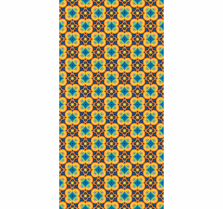 Tapete textur gelb und blau orientalisches boho-muster - TenStickers