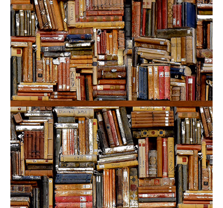Vintage tapete mit gestapelten büchern - TenStickers