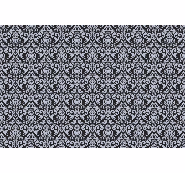 Tapete fliesenoptik grau und schwarz barockes mosaik - TenStickers