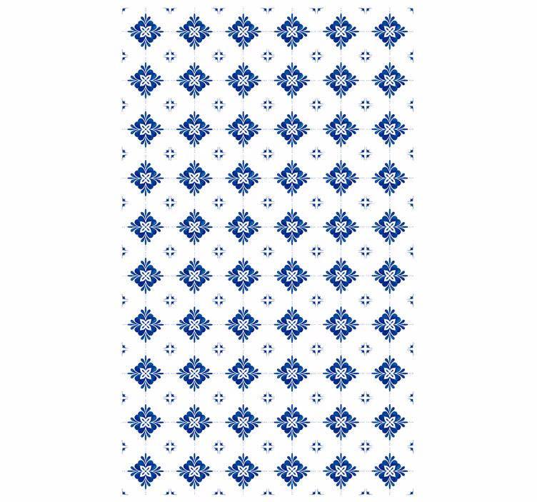 Tapete fliesenoptik mit floralen keramikmotiven - TenStickers