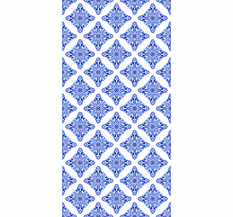 Tapete fliesenoptik in gemustertem blau - TenStickers