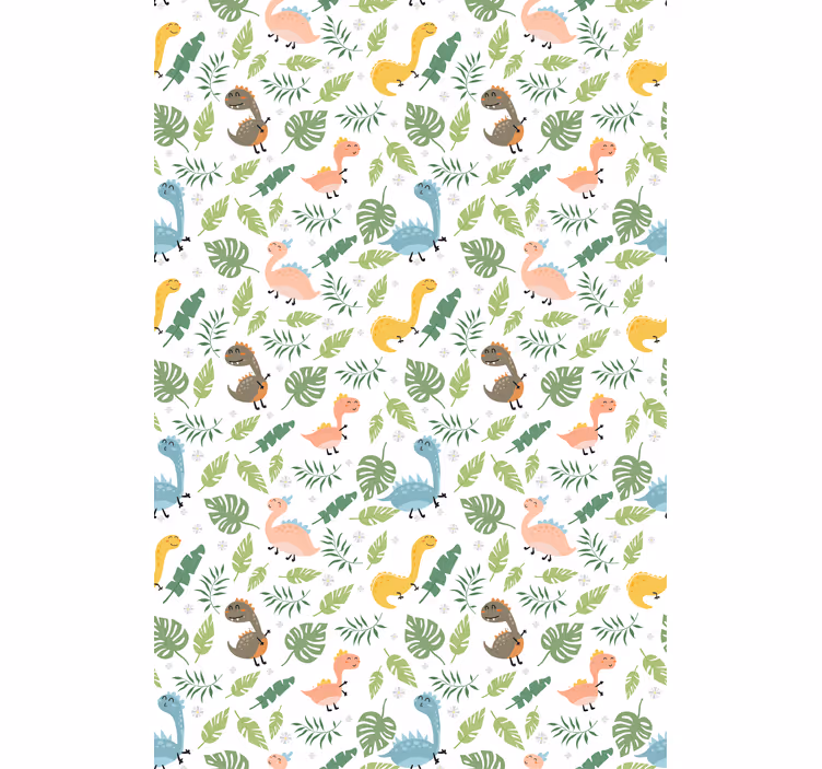 Tapete kinderzimmer mit pastellfarbenem dinosaurierwald - TenStickers