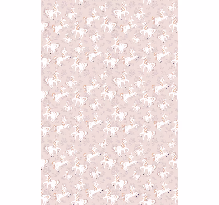 Tapete kinderzimmer einhorn rosa mit blumen - TenStickers