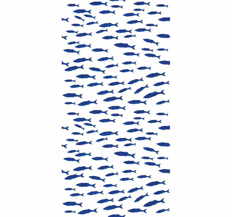 Tapete kinderzimmer mit blauem fischmuster auf weiß - TenStickers