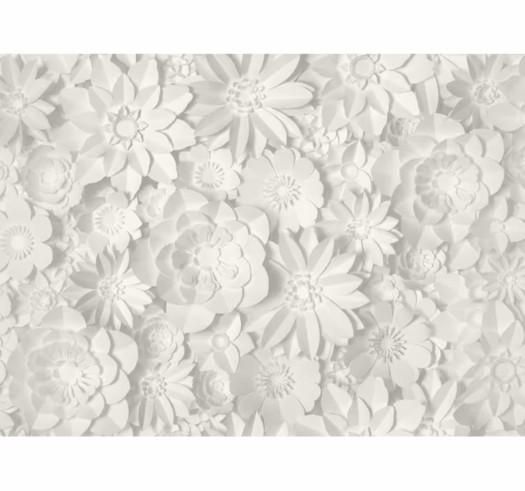 Wohnzimmer tapete white paper bloom - TenStickers