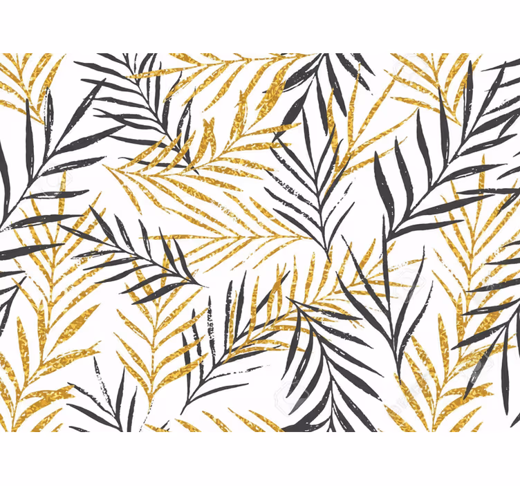 Wohnzimmer tapete mit glamourösem dschungelblatt-muster - TenStickers