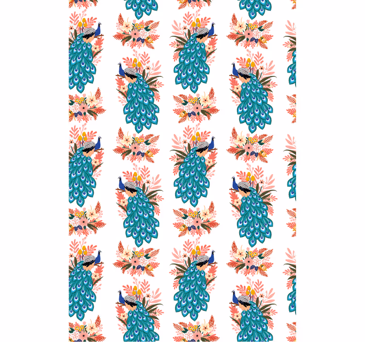 Tapete flur pfauen zwischen blumen - TenStickers