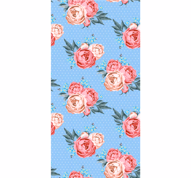 Tapete flur mit blühenden blauen rosen in pink - TenStickers