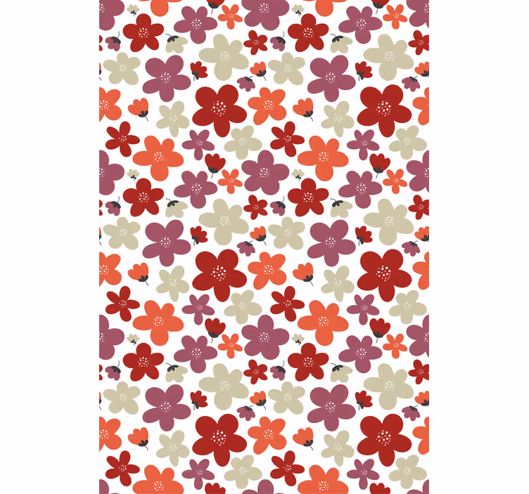 Tapete skandinavisch rotes abstraktes blumenmuster - TenStickers