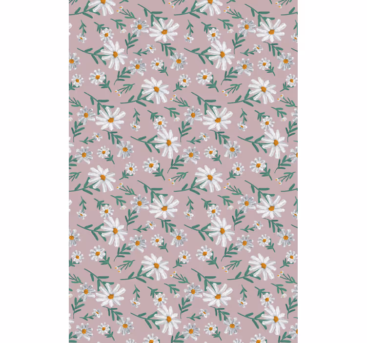 Wohnzimmer tapete 70er jahre gänseblümchen rosa - TenStickers
