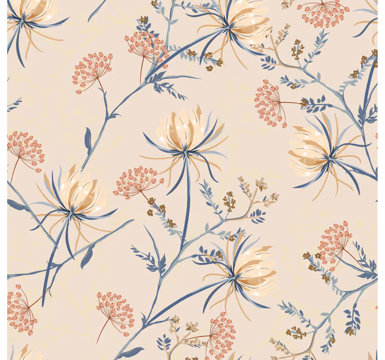 Wohnzimmer tapete mit floralen akzenten - TenStickers