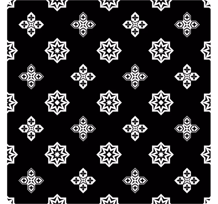 Tapete fliesenoptik schwarz-weiß vintage muster - TenStickers