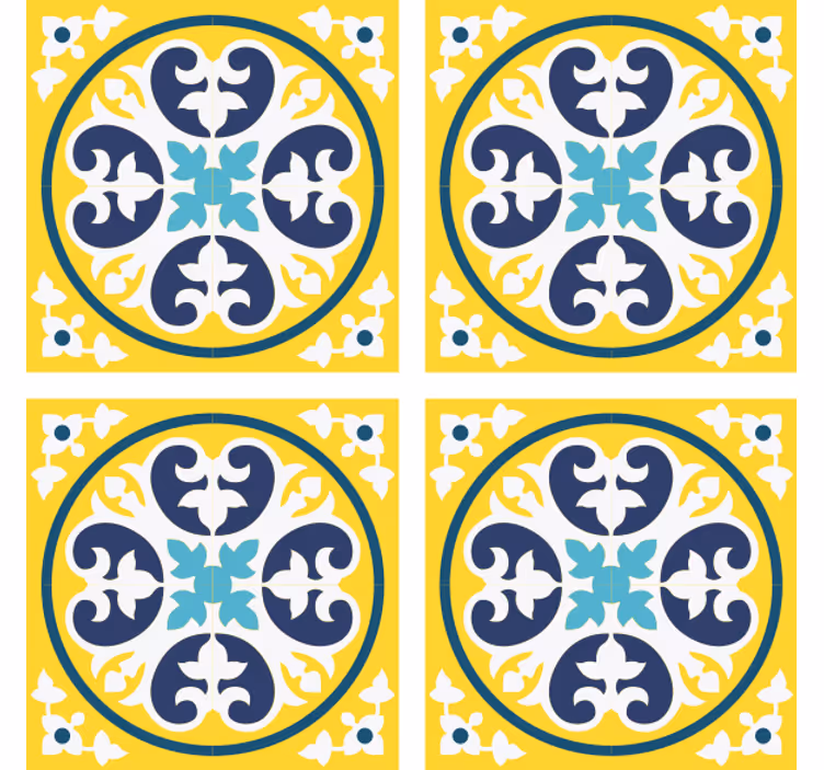 Tapete fliesenoptik mit floralem keramikmuster - TenStickers