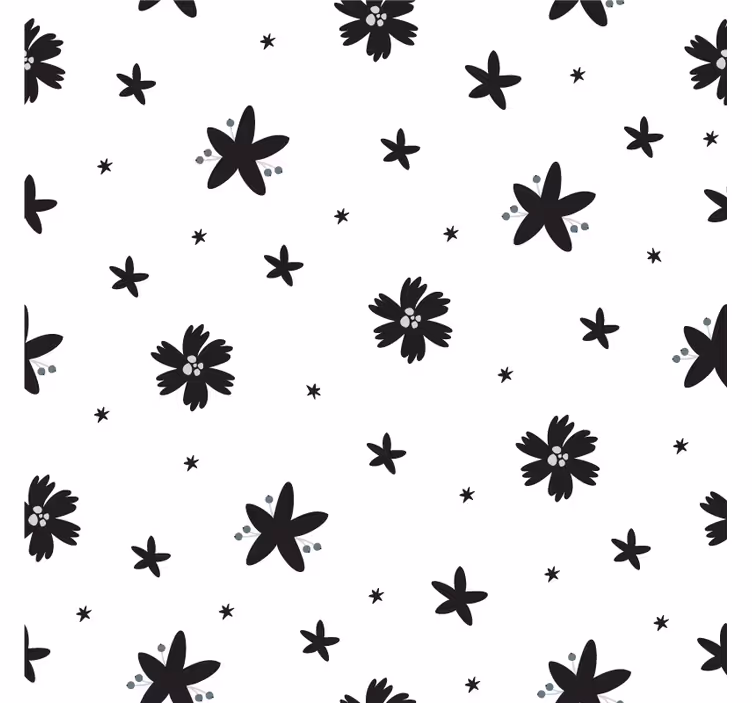 Blumentapete schwarzweißes blumenmuster - TenStickers