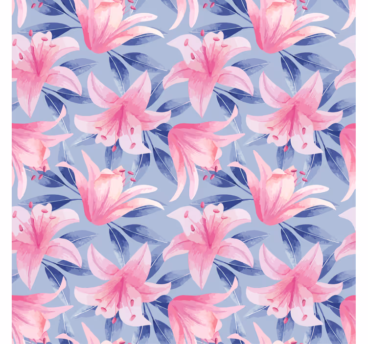 Blumentapete pinke und lila aquarellblumenillustration - TenStickers