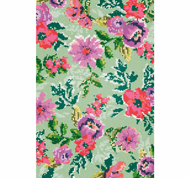 Blumentapete mit mosaikartigem blumenmuster - TenStickers