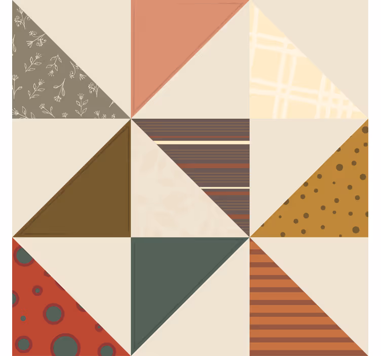 Vintage tapete mit geometrischem patchwork-dreieckmuster - TenStickers