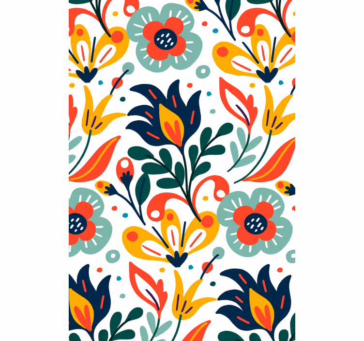 Tapete modern mit bunten blumen - TenStickers