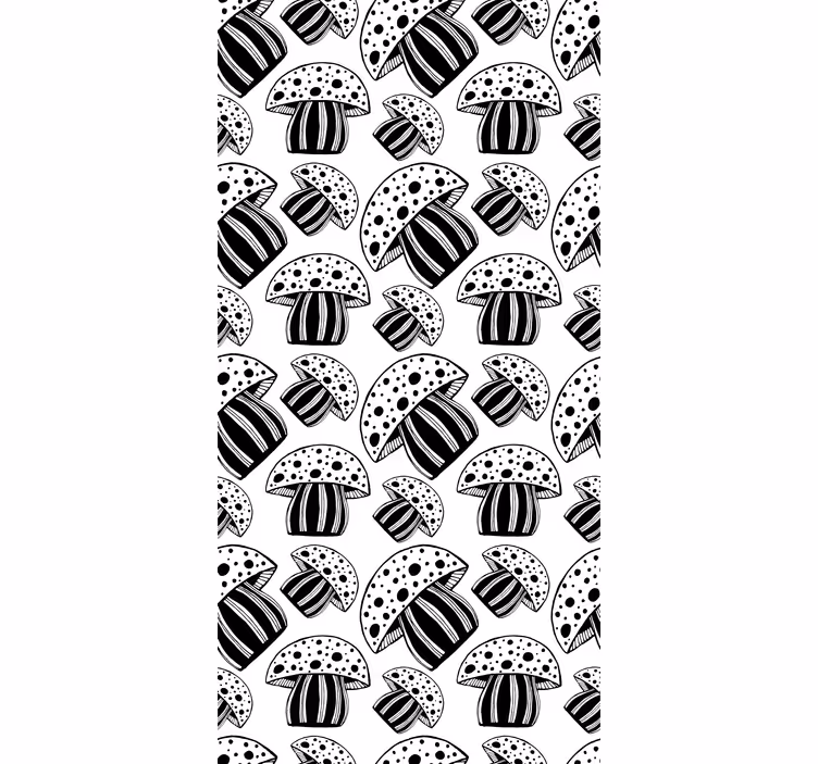 Tapete modern schwarz-weiße ethnische pilze - TenStickers