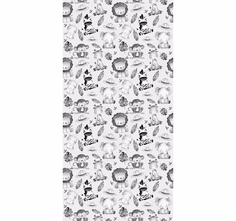 Tapete kinderzimmer mit grauen baby-tieren - TenStickers