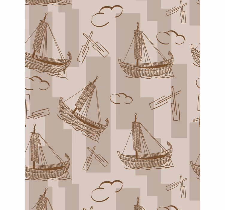 Tapete kinderzimmer mit segelboot-muster - TenStickers