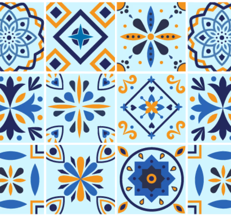 Tapete küche im traditionellen fliesenmotiv - TenStickers