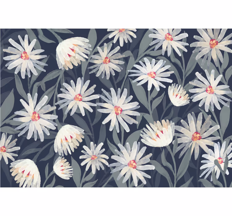 Tapete küche mit blauen hintergrund und gänseblümchen - TenStickers