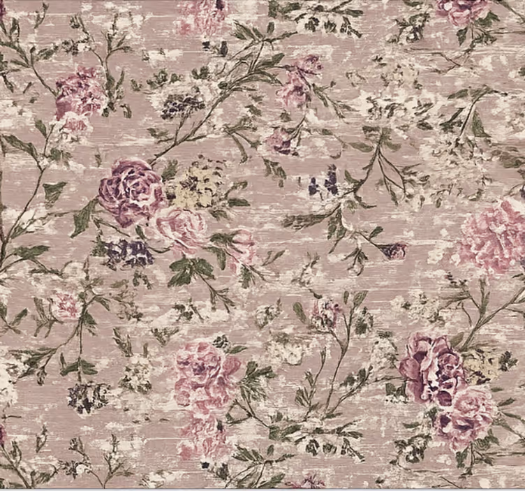 Wohnzimmer tapete vintage florales lila - TenStickers