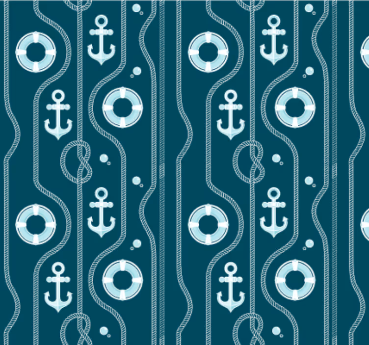 Tapete badezimmer blauer maritimer anker - TenStickers