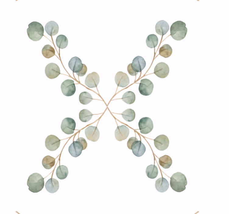 Wohnzimmer tapete eukalyptus aquarell zweig - TenStickers