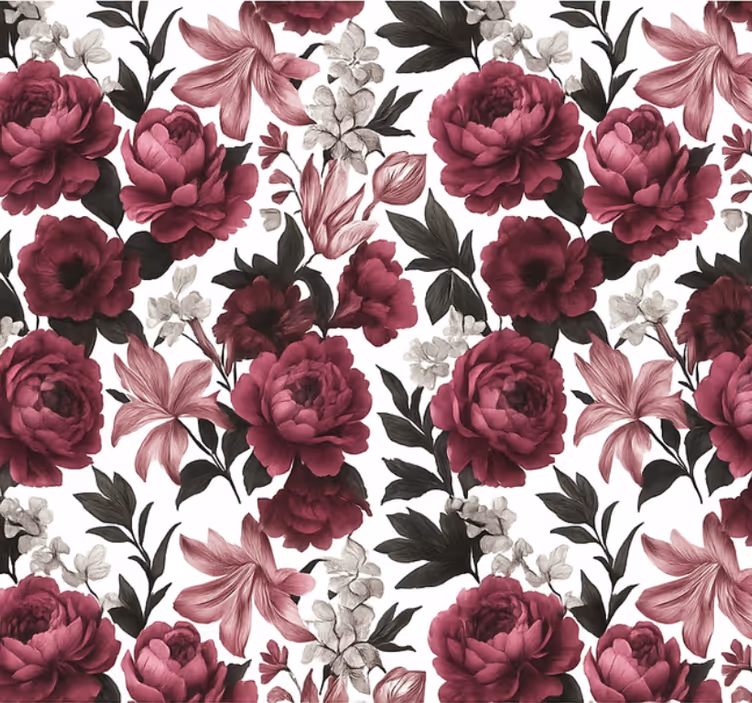 Wohnzimmer tapete im moody niederländischen floralstil - TenStickers