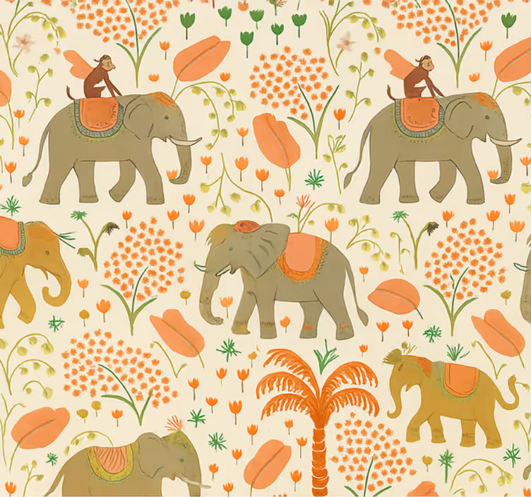 Tapete hochzeit indische elefanten-safari - TenStickers
