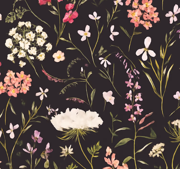 Wohnzimmer tapete dunkle frühlingsblumen - TenStickers