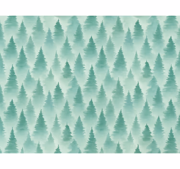 Tapete landschaft nebeliger kiefernwald - TenStickers