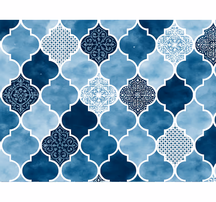 Tapete fliesenoptik blaues aquarell marokko - TenStickers