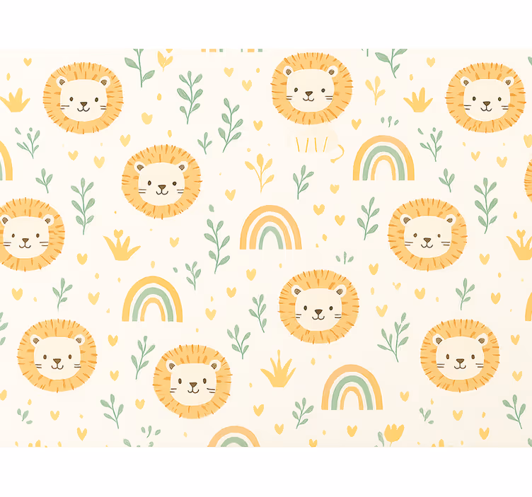 Tapete kinderzimmer regenbogen und löwen design - TenStickers