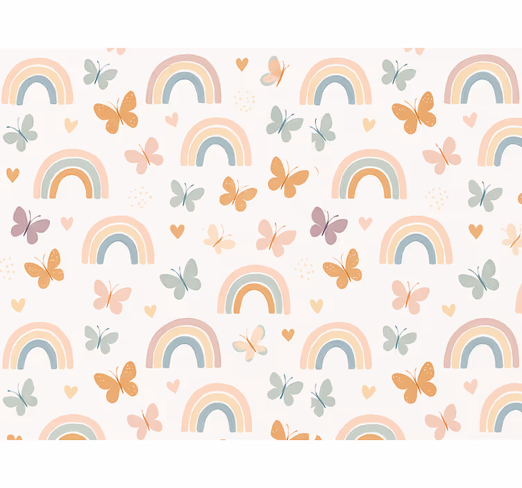 Tapete kinderzimmer mit süßem regenbogen und schmetterlingen - TenStickers
