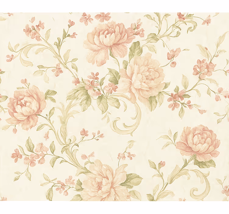 Tapete hochzeit mit zartem rosa vintage blumenmuster - TenStickers