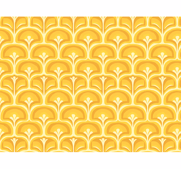 Wohnzimmer tapete retro 70er jahre gelbe figuren - TenStickers