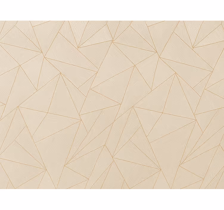 Wohnzimmer tapete holztriangeln mit goldenen linien - TenStickers