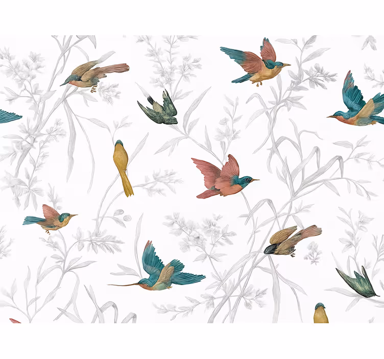 Wohnzimmer tapete paradies vogel und blatt muster - TenStickers