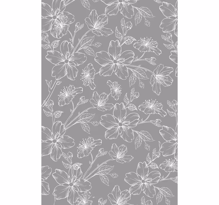 Blumentapete mit grauem muster - TenStickers